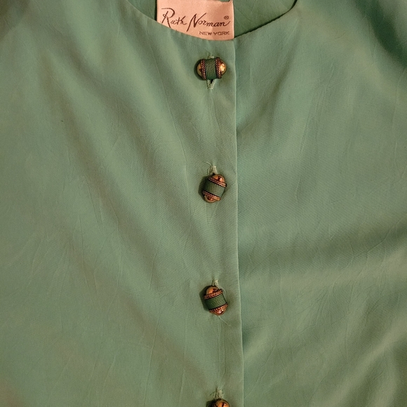 Ruth Norman lightweight turquoise blazer with gold buttons size medium - Picture 5 of 11